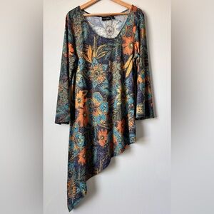 Attitudes by Renee Multicolor Floral Asymmetrical Blouse